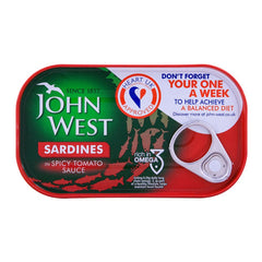 JOHN WEST SARDINES SOICY TOMATO SAUCE 120GM
