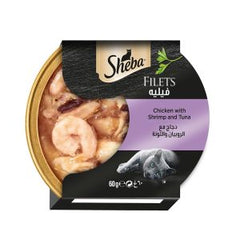 SHEBA DOME WET CAT FOOD FILLETS WITH CHICKEN, SHRIMP&TUNA 60GM