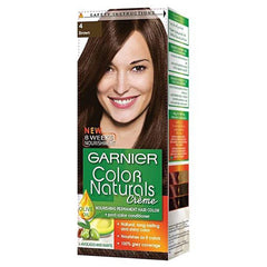 Garnier Color Naturals Nourishing Permanent Hair Dye Cream With Shea Butter, Avocado & Olive Oil Brown 4