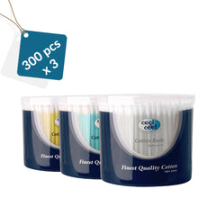 Cool & Cool Green Cotton Swabs 300Per Pack x3