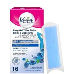 Veet Easy Gel Soothing & Moisturizing Bikini & Underarm Wax Strips 16 Per Pack