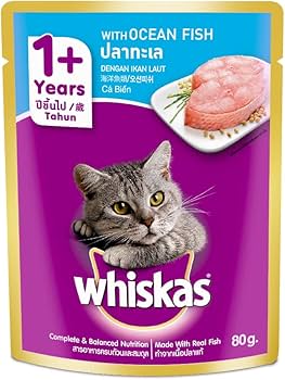 Whiskas Wet Food Ocean Fish Flavor for Adult Cats (1+ Years) 80 GM