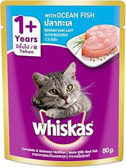 Whiskas Wet Food Ocean Fish Flavor for Adult Cats (1+ Years) 80 GM
