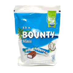 Bounty Minis Milk Chocolate Bars Filled With Coconut (11 Pieces) 275 Gr
