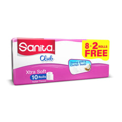 Sanita Club Extra Soft Toilet Paper Rolls 8+2 FREE