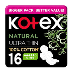 Kotex Hypoallergenic Super Ultra Thin Natural Cotton Sanitary Pads