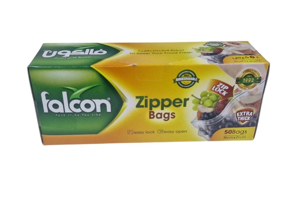 FALCON ZIPPER BAGS 18CMX21CM 50BAGS