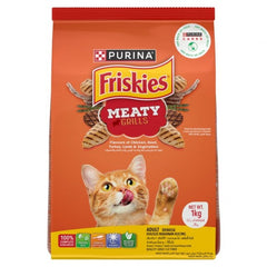 Purina Friskies Meaty Grill Dry Food Meat, Poultry & Vegetable Flavor For Adult Cats 1kg