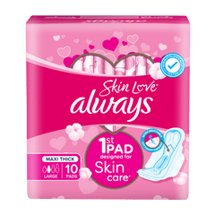 Always Skin Love Large Maxi Thick Pads 10 Per Pack