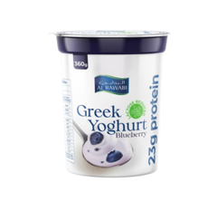 Al Rawabi Greek Yoghurt Blueberry 360GM