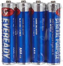 Eveready Super Heavy Duty 1.5v AAA Carbon Zinc Batteries 4Per Pack