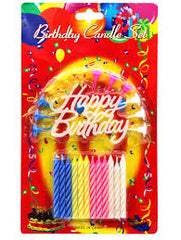 Assorted Birthday Candles With Holders & Cake Server