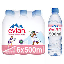 EVIAN NATURAL MINERAL WATER 500ML X6