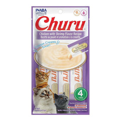 Inaba Churu Creamy Cat Treats Shrimp Flavor With Chicken 4x14g