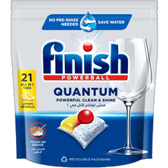 FINISH POWERBALL QUANTUM ALL IN ONE DISHWASHER TABLETS LEMON 21'S