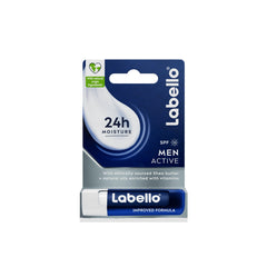 Labello 24H Moisturizing Men Active Lip Balm with Shea Butter, Natural Oils & Vitamins SPF15 - mineral oil free