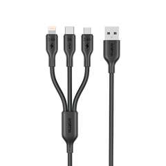 Oraimo Duraline 4 60w 3In1 1.2M Lightning, Micro USB & USB-C To USB Cable - Black