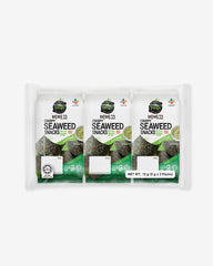 Bibigo Crispy Wasabi Seaweed Snacks - Gluten Free 5Gmx3 Pcs