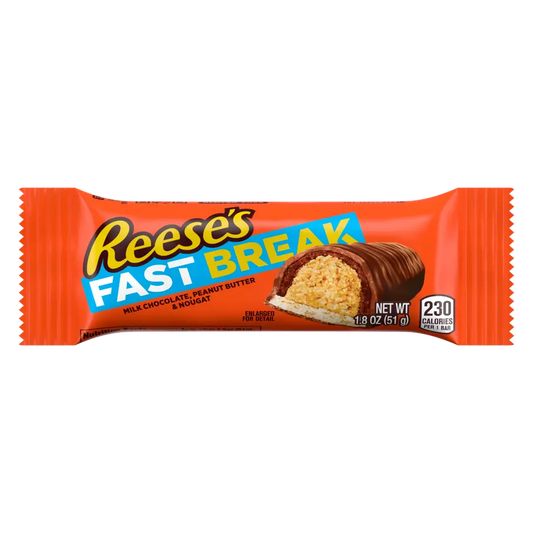 Reeses Fast Break Milk Chocolate Bar Filled With Peanut Butter & Nougat 51gm