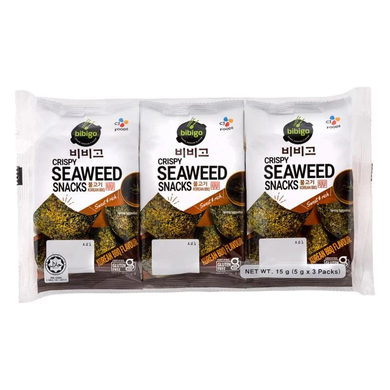Bibigo Crispy Korean BBQ Seaweeds 3X5g