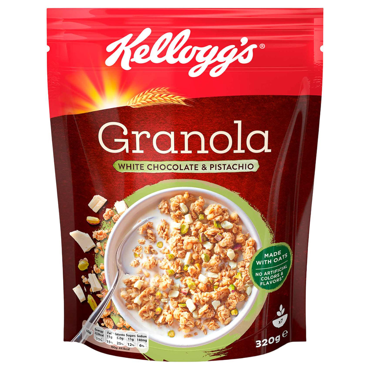 Kelloggs Granola With White Chocolate & Pistachios - Artificial Flavors Free, Artificial Colors Free 540gm