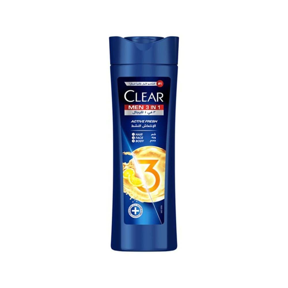 Clear Men Active Fresh 3in1 Invigorating Shampoo, Body & Face Wash Citrus Scent 400ML
