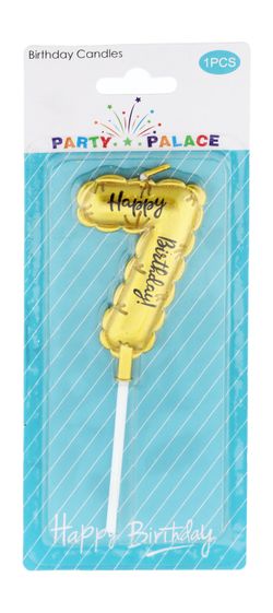 Party Palace Gold Happy Birthday Candle No.7