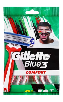 Gillette Blue 3 Comfort Red & White Triple Blade Razors 12 Pc