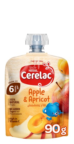 Cerelac Baby Puree With Apple & Apricot (6+ Months) - No Added Sucrose, No Added Preservatives 90gm