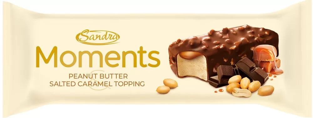 Sandra Moments Peanut Butter Ice Cream Stick Coated with Chocolate & Salted Caramel Peanuts