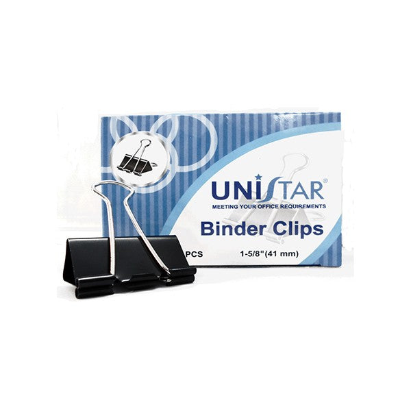 Unistar 41mm Binder Clips, 12pcs
