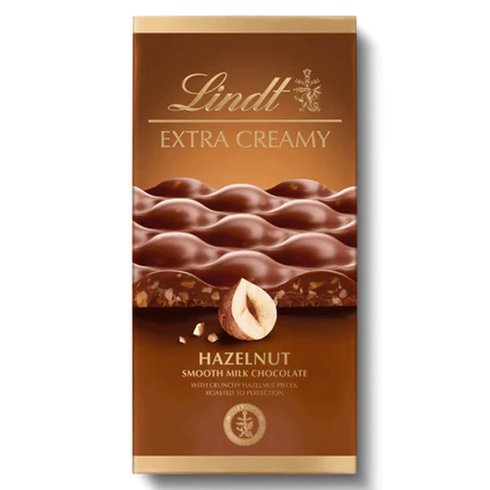 Lindt Extra Creamy Smooth Milk Chocolate Slab with Hazelnut Pieces