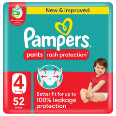 PAMPERS PANTS RASH PROTECTION NO4 9-14 KG 52 PANTS