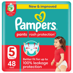 Pampers Rash Protection Diaper Pants with Aloe Vera Lotion Size 5 (12-18kg), 48