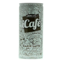 Boncafe iCafe Caffe Latte can with illustrations on a white background