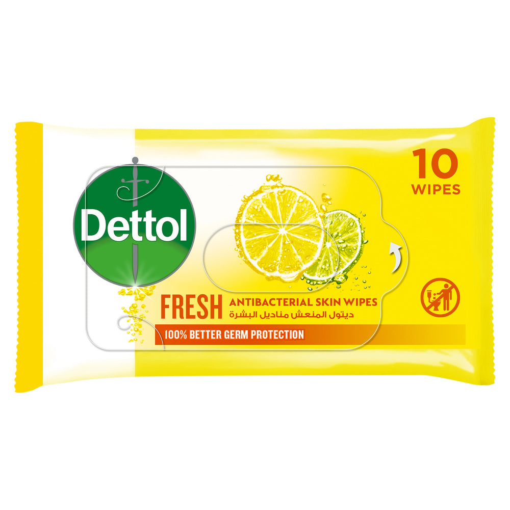 Dettol Fresh Antibacterial Skin Wipes 10 pcs