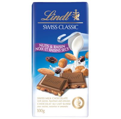Lindt Swiss Classic Milk Raisen Nut 100gm