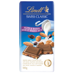 Lindt Swiss Classic Milk Raisen Nut 100gm