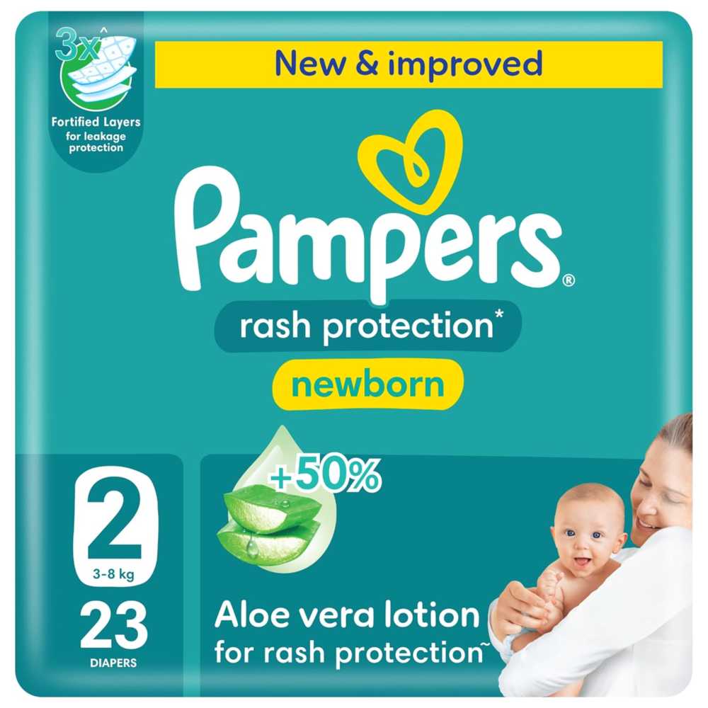 Pampers Rash Protection Newborn Diapers with Aloe Vera Lotion Size 2 (3-8kg)
