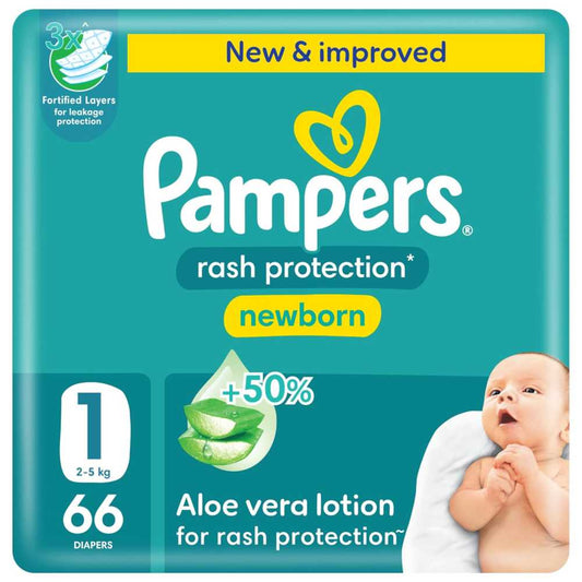 Pampers Rash Protection Newborn Baby Diaper with Aloe Vera Lotion Size 1 (2-5kg)