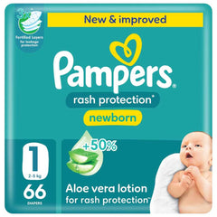 Pampers Rash Protection Newborn Baby Diaper with Aloe Vera Lotion Size 1 (2-5kg)