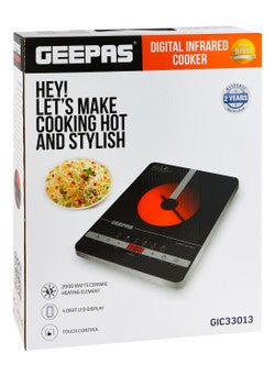 Geepas 2000w Digital Induction Cooker - Black, Gic33013