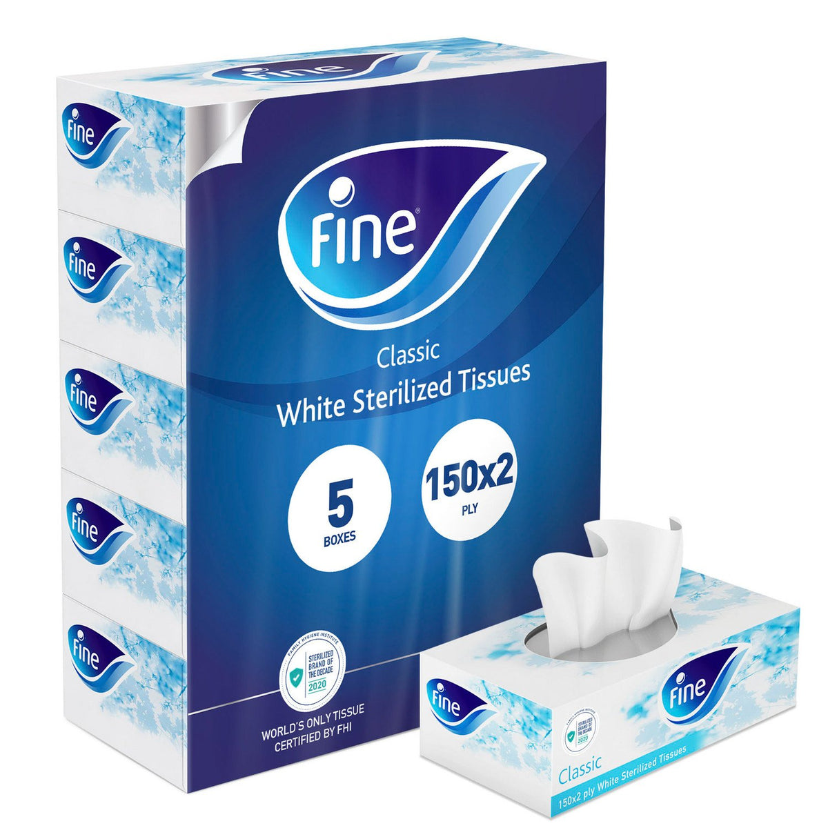 Fine Classic Facial Tissues 2ply 5x150 tissues