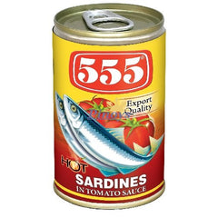 555 SARDINES IN TOMATO W/CHILLI 155GM
