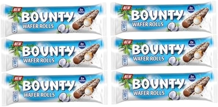 Bounty Milk Chocolate Coated Wafer Rolls Filled With Coconut Cream OTR 10