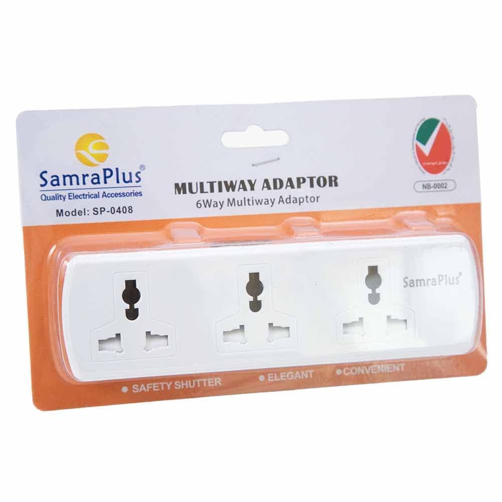 Samra Plus Universal Travel Socket Adaptor - White