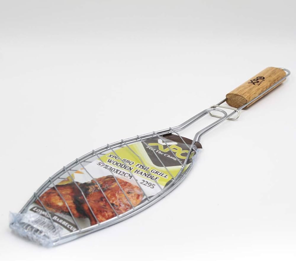 XPO Bbq Fish Griller With Wooden Handle (57x30x12cm)