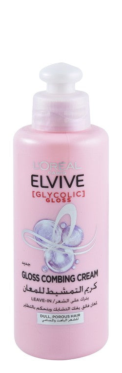 L'oreal Elvive Gloss Combing Leave-In Cream With Glycolic Acid For Dull & Porous Hair 200ml