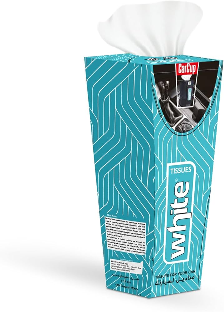 White Car Cup Tissues 2ply