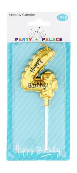 Party Fun Gold Happy Birthday Candle No.4